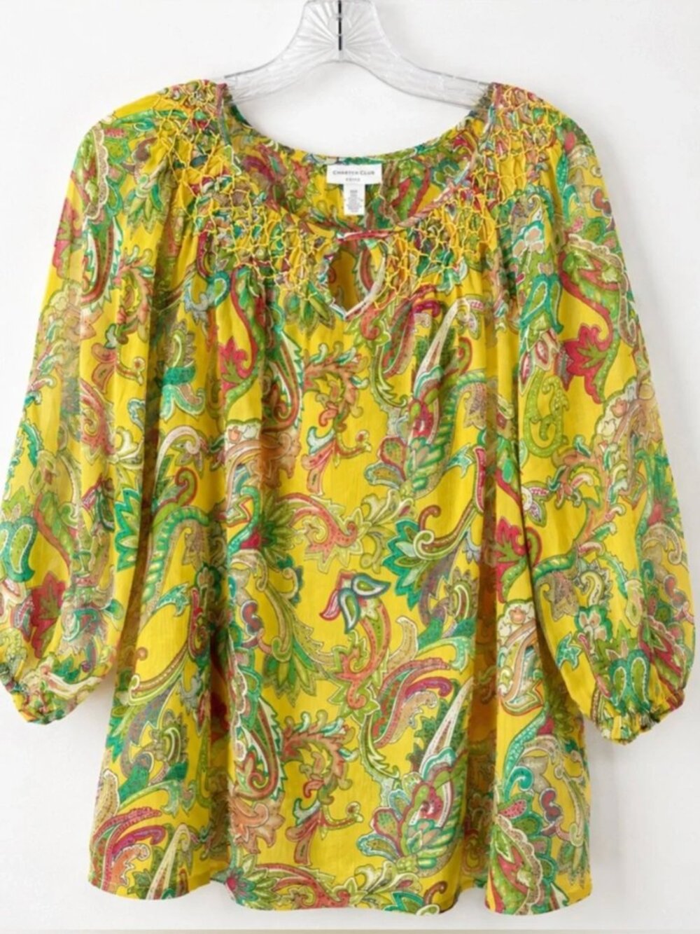Charter Club - Sheer Floral Blouse in Pale Chartreuse - Picture 8 of 8